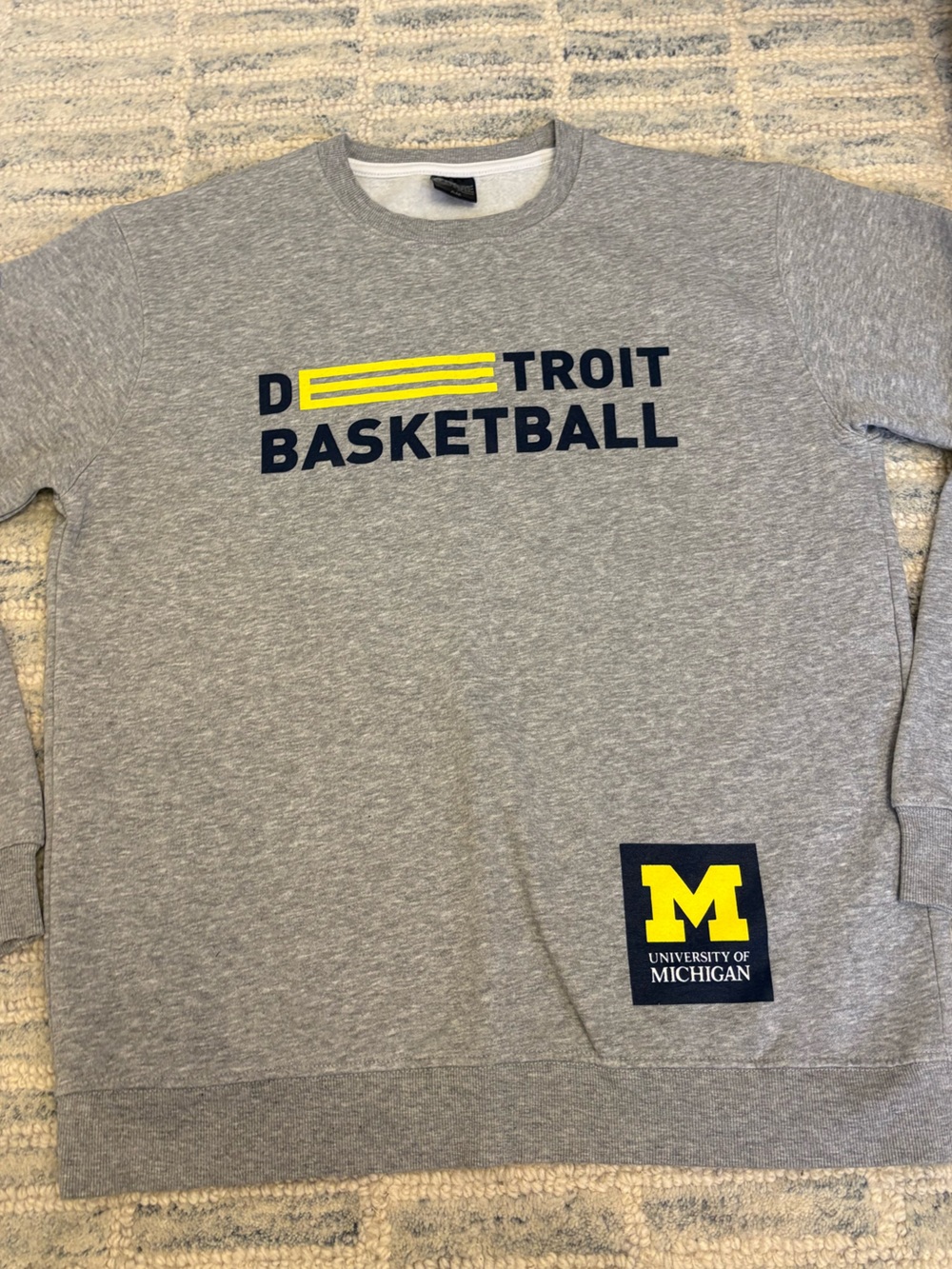 University of Michigan Gray Detroit Basketball Crewneck